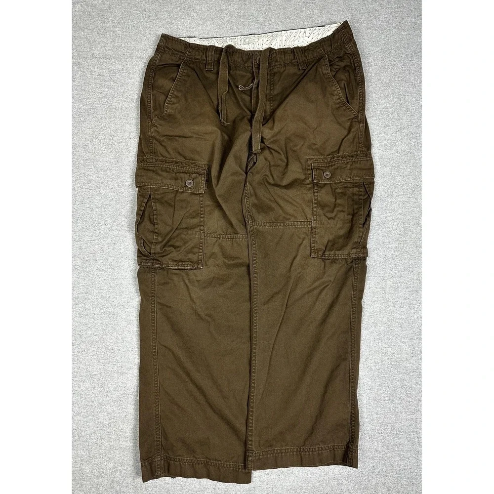 North Face Cargo Pant Mens 36x28 Brown Short Drawstring Hiking Utility Baggy Y2K